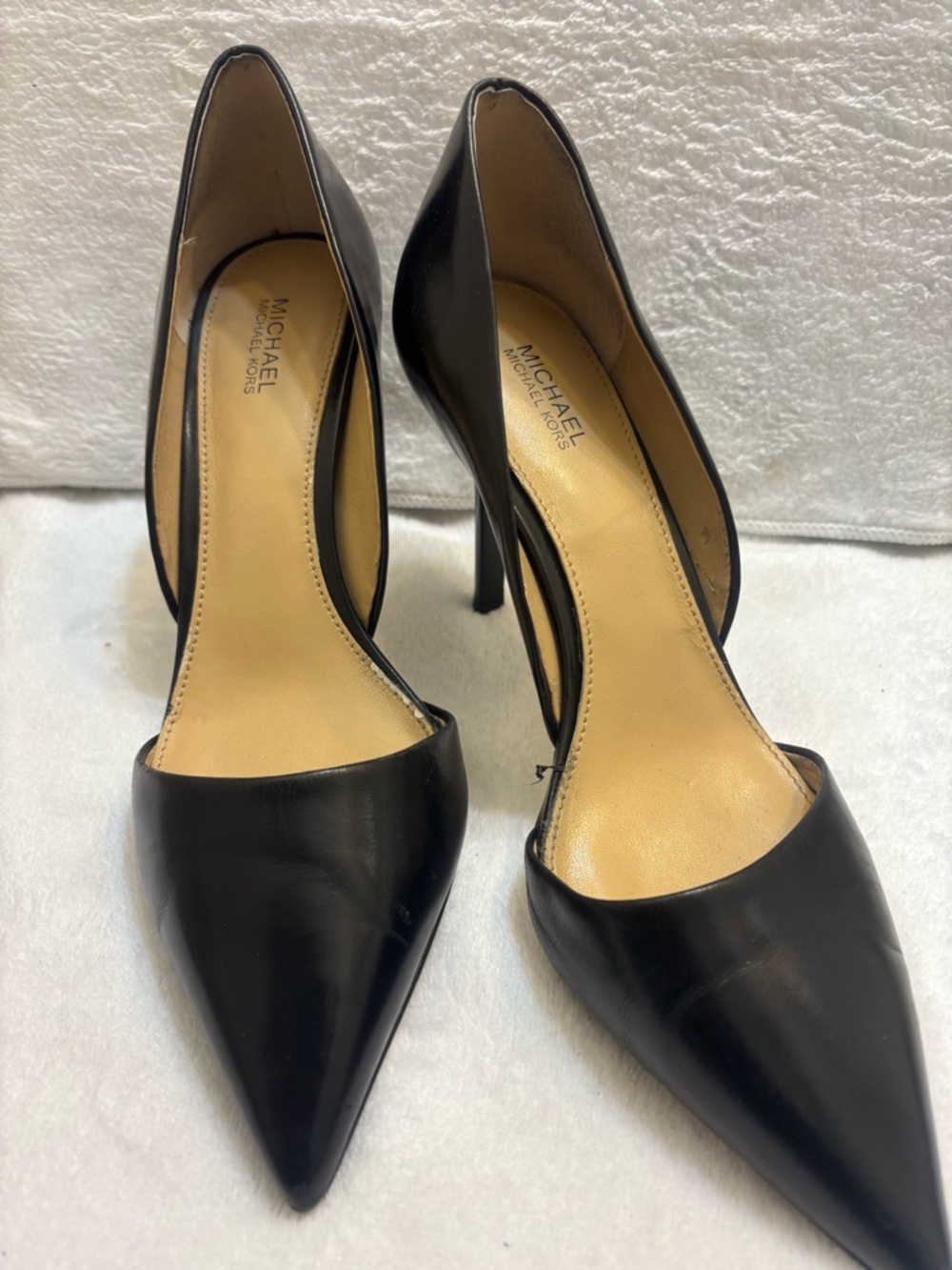 Michael Kors Black Leather Pointed Toe D'Orsay Stiletto Pumps